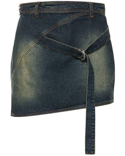 CANNARI CONCEPT Cotton Denim Mini Skirt W/ D-ring - Blue