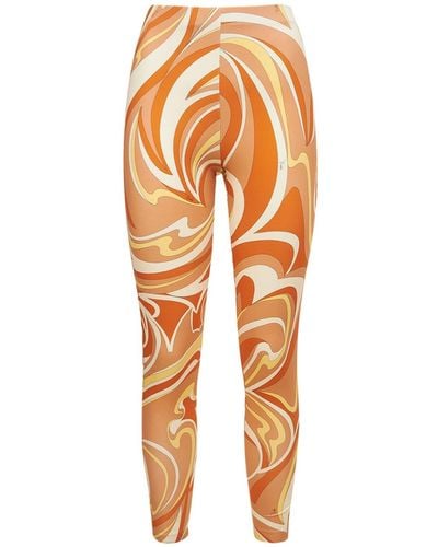 Emilio Pucci Printed Eco Stretch Leggings - Orange
