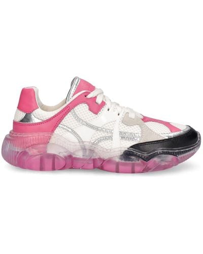 Moschino Mesh & Leather Sneakers - Pink