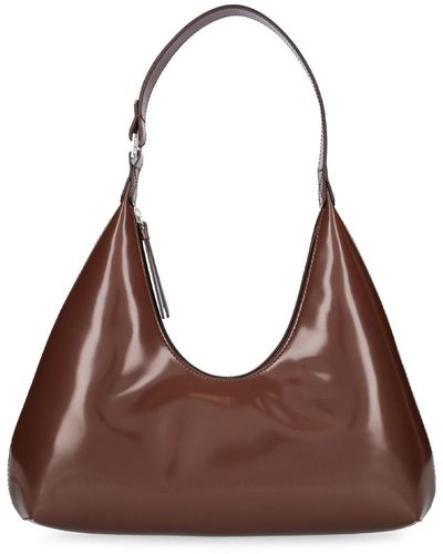 BY FAR Amber Semi Patent Leather Shoulder Bag - Brown