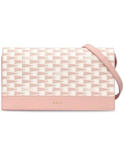 Bally Pennant Monogram Leather Wallet Bag - Pink