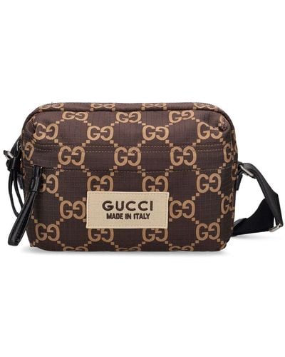 Gucci Sac bandoulière en nylon ripstop gg - Marron