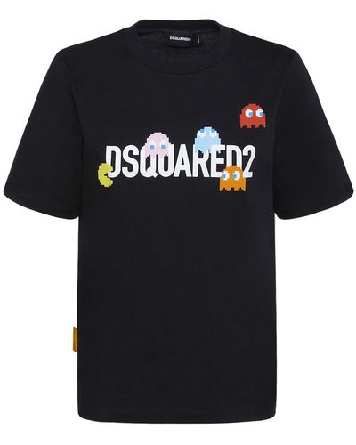 DSquared² Pac-man-t-shirt Aus Baumwolljersey Mit Logo - Schwarz