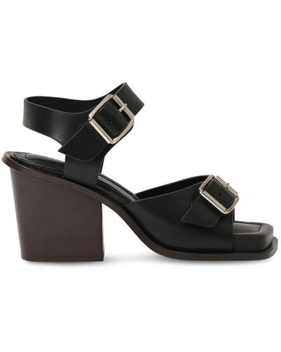 Lemaire 80Mm Square Heeled Sandals W/ Straps - Black