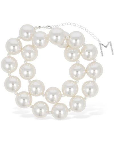 Magda Butrym Collier en fausses perles à deux rangées - Blanc