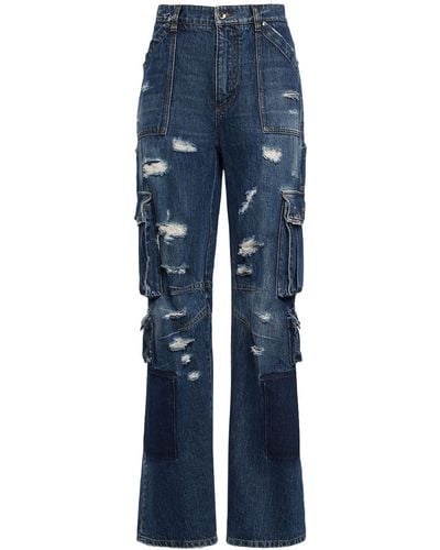 Dolce & Gabbana Distressed Cargo Jeans W/Metal Logo - Blue