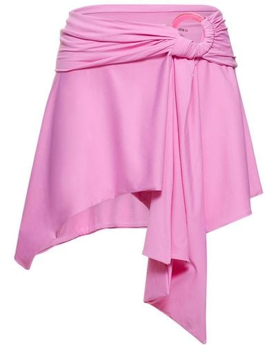 The Attico Jersey Mini Skirt W/ Ring - Pink