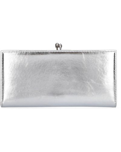 Jil Sander Medium Goji Metallic Purse Wallet - Grey