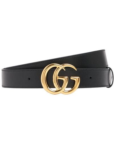 Gucci 3cm Gg Leather Belt - White