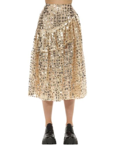 Simone Rocha Sequinned Ruffled Tulle Midi Skirt - Multicolour