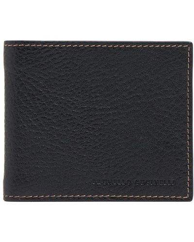 Brunello Cucinelli Leather Logo Wallet - Black
