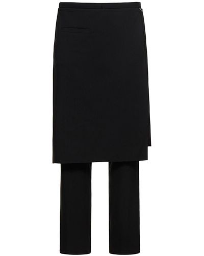 Courreges Tailored Wool Trousers W/Overskirt - Black