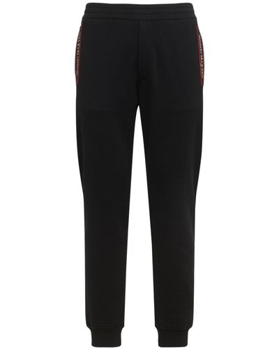 Alexander McQueen Pantalon De Jogging En Coton Avec Étiquette Logo - Noir