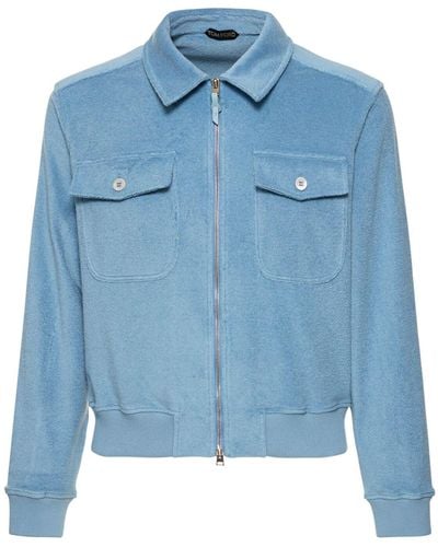 Tom Ford Summer Toweling Cotton Zip Jacket - Blue