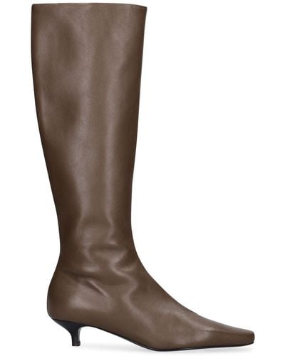 Totême 35Mm The Slim Leather & Suede Tall Boots - Brown