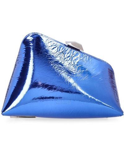 The Attico Midnight Laminated Leather Clutch - Blue