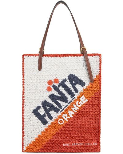 Anya Hindmarch Borsa shopping anya brands fanta in rafia - Rosso
