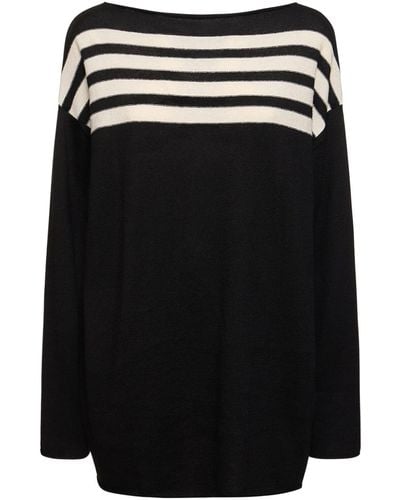 Yohji Yamamoto Oversize Jersey Boatneck Sweater - Black