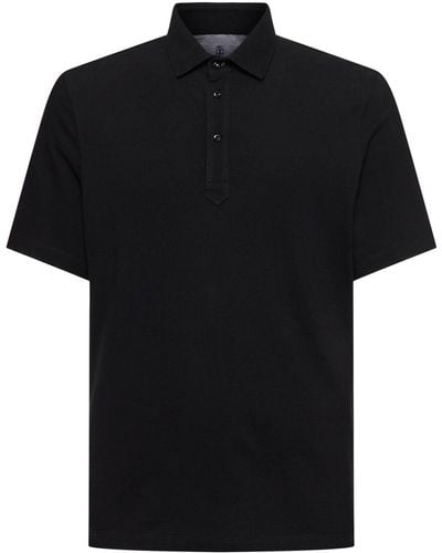 Brunello Cucinelli Camiseta polo de algodón piqué - Negro