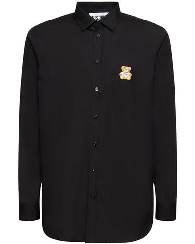 Moschino Toy Embroidered Cotton Poplin Shirt - Black