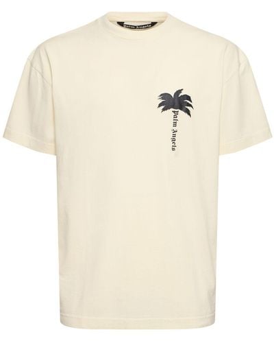 Palm Angels The Palm Printed Cotton T-shirt - Natural