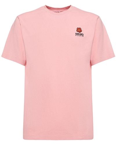 KENZO T-shirt boke in jersey di cotone con logo - Rosa