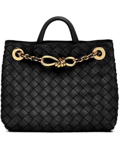 Bottega Veneta Small Andiamo Leather Bag With Chain - Black