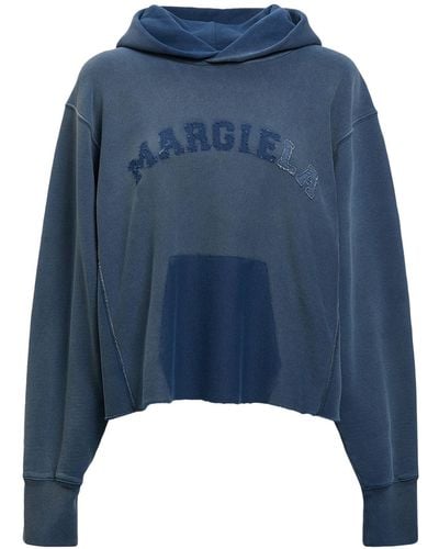Maison Margiela Sweat-shirt en jersey de coton à capuche - Bleu