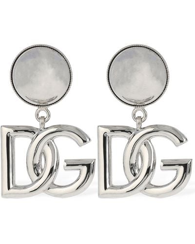 Dolce & Gabbana Dg Logo Clip-on Earrings - Metallic