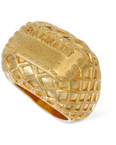 Balmain Signature Grid Brass Ring - Metallic