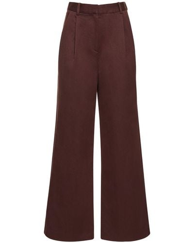 Loulou Studio Idai Cotton & Linen Trousers - Purple