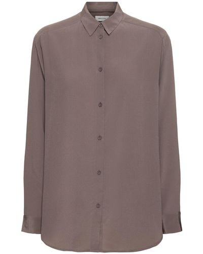 Matteau Silk Long Sleeve Shirt - Brown