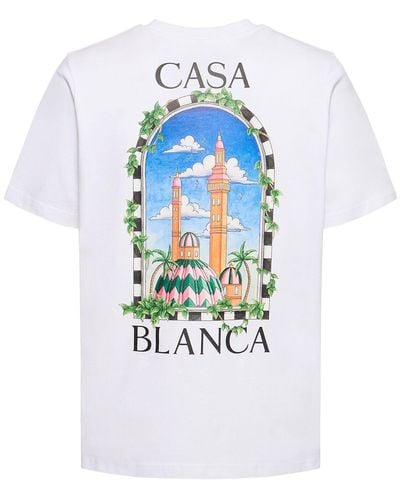 CASABLANCA T-Shirt aus Biobaumwoll-Jersey mit Print - Weiß
