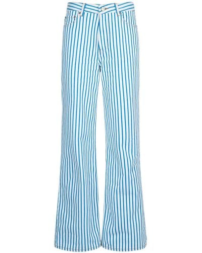 Ganni Striped Cotton Denim Jeans - Blue