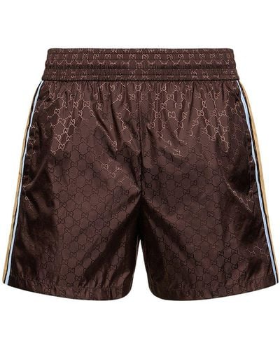 Gucci Bañador shorts de nylon jacquard - Marrón