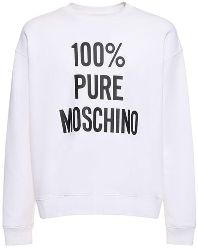 Moschino Sweatshirt Aus Baumwolle "100% Pure " - Weiß