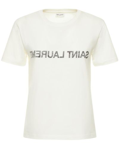 Saint Laurent Camiseta con logo estampado - Blanco