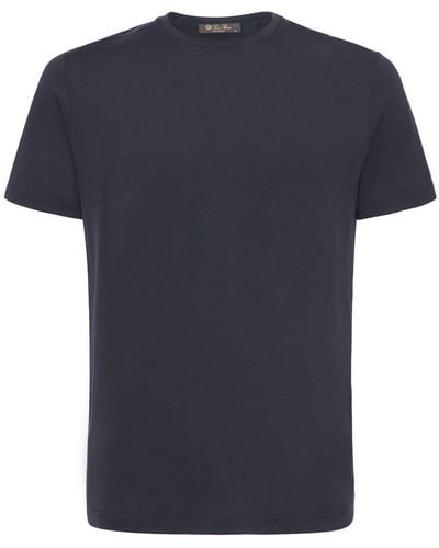 Loro Piana Silk & Cotton Soft Jersey T-Shirt - Blue