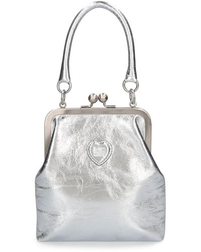 Marge Sherwood Borsa bolita frame in pelle craclé - Bianco