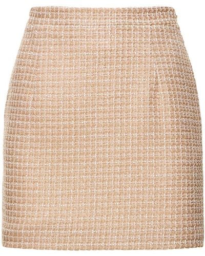 Alessandra Rich Sequined Tweed Mini Skirt - Natural