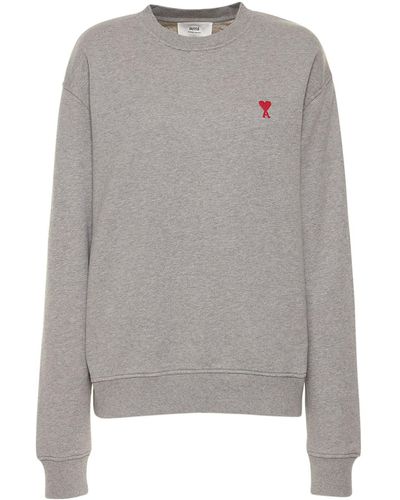 Ami Paris Logo Organic Cotton Jersey Sweatshirt - Grey