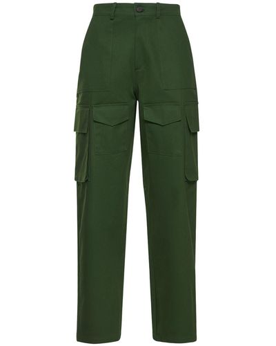 Frankie Shop Carre Cotton Twill Cargo Trousers - Green