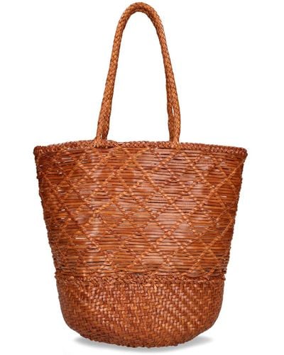Dragon Diffusion Corso Weave Leather Bucket Bag - Brown