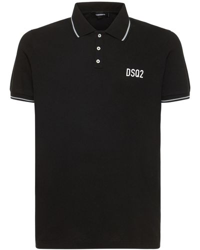 DSquared² Camiseta Polo De Algodón Piqué Con Logo - Negro