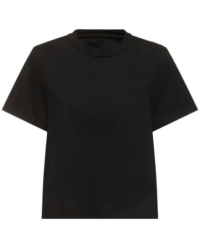 Sacai Cotton Jersey & Nylon Twill T-shirt - Black