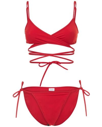 Balenciaga Wraparound Nylon Bikini - Red