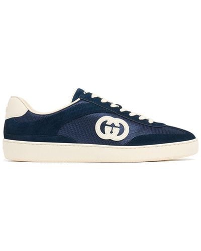 Gucci Sneakers Aus Wildleder Und Stoff "g74" - Blau