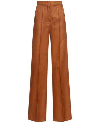 Max Mara Pantalon ample en lin - Marron