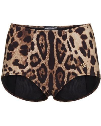 Dolce & Gabbana Leopart Print Jersey Bikini Bottoms - Black