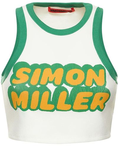 Simon Miller Dibby Printed Logo Cotton Tank Top - Green